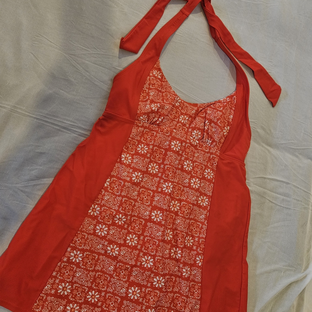 Basic Editions Red Floral One Piece Swimsuit